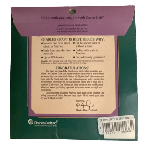 2 Charles Craft Cross Stitch Fabric 12 X 18 Green Cotton & 15 X 15 Red Viscose - Picture 7 of 7